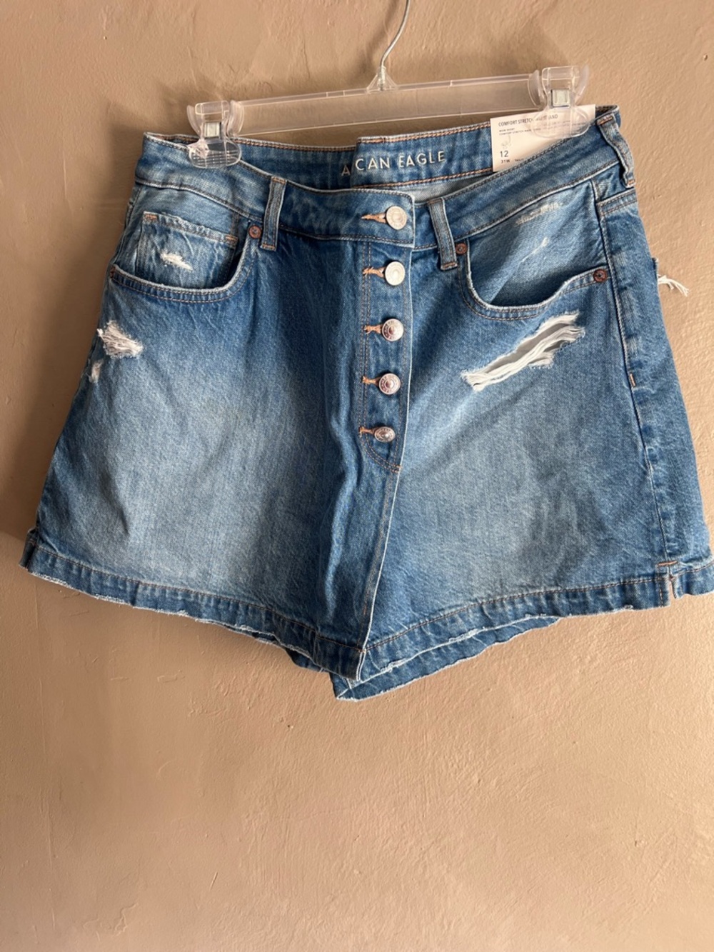 American Eagle Outfitters Distressed Blue Denim Jean Shorts